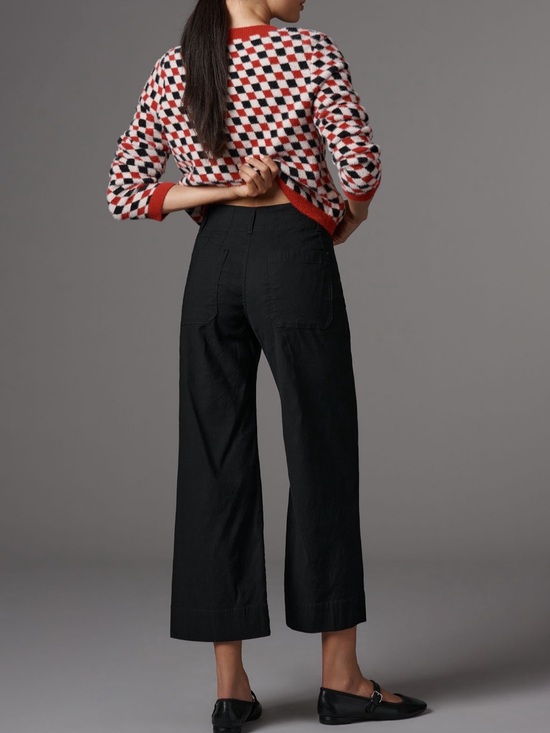 Maeve Pants - Maeve The Colette Black Wide-Leg Crop Pants